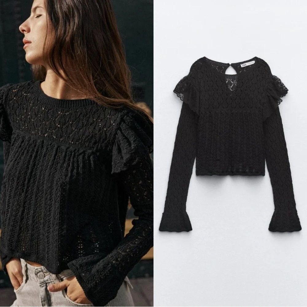 Zara knit lace top